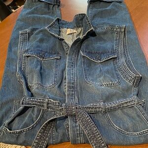 Free People - We The Free Blue Denim Overalls Jumpsuit Waist 34 (409)